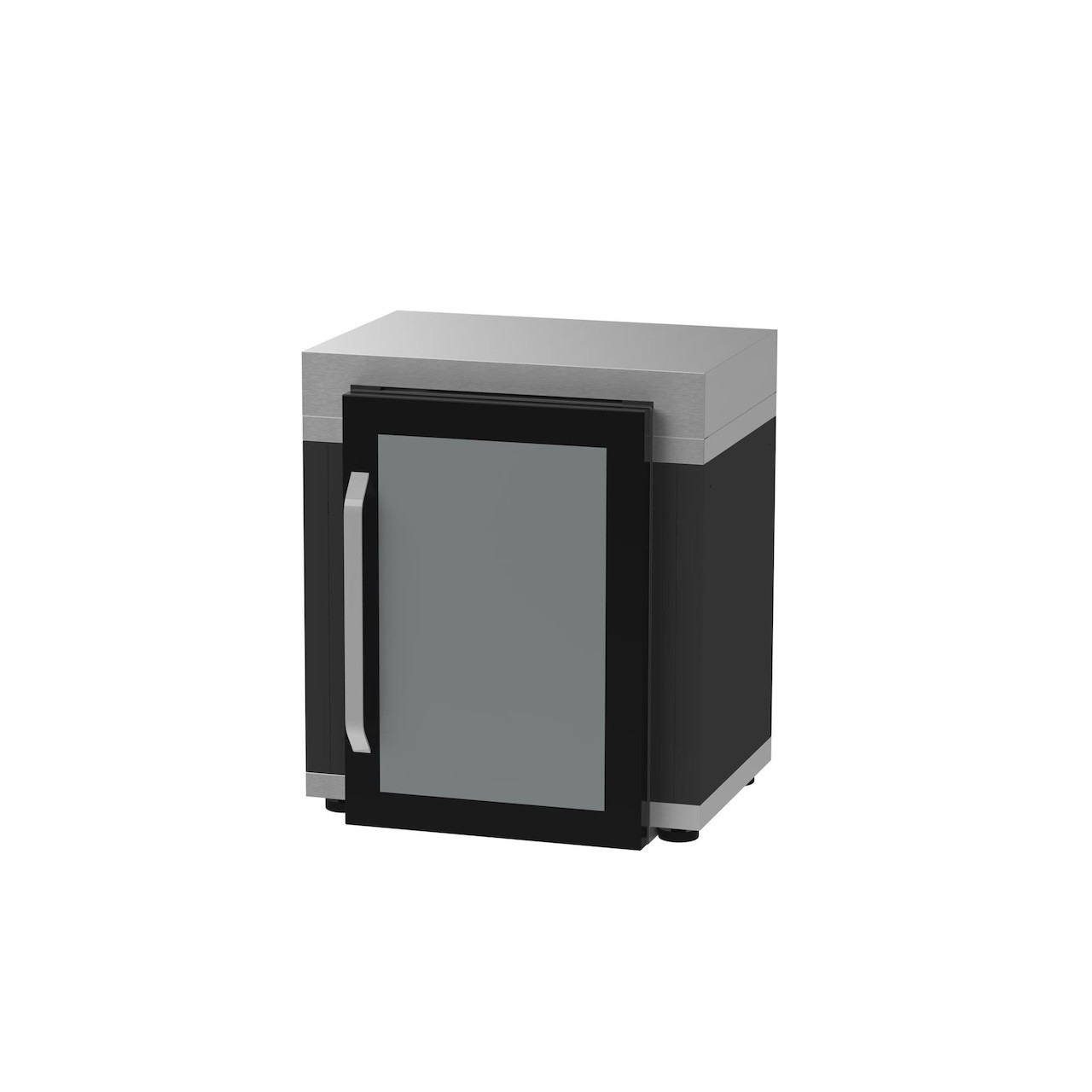 Meuble frigo Duo - 80 x 55 cm - Espace ouvert - Inox et acier noir - Origine France Garantie