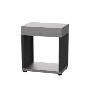 Meuble ouvert à 4 pieds réglable, en inox et acier noir - 80 x 55 x 92 cm