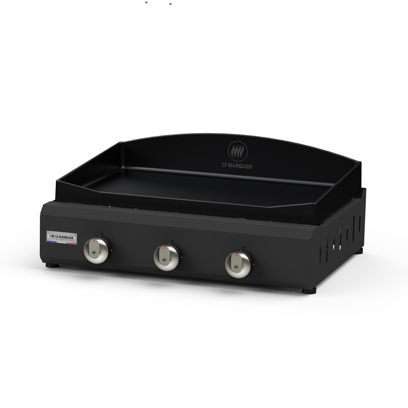 Plancha gaz Exclusive Amalia 360 - 3 brûleurs double paroi - pieds reglables - Noir
