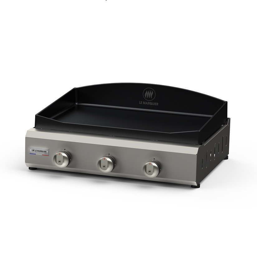 Plancha gaz Exclusive Amalia 360 inox - 3 brûleurs double paroi - pieds reglables