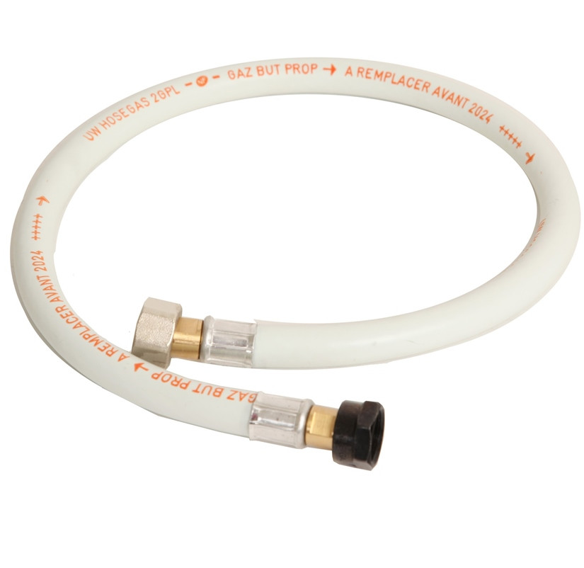 Tuyau de gaz flexible en caoutchouc avec raccords intégrés 1/2 gaz et M20 x 150 - 1,5 m