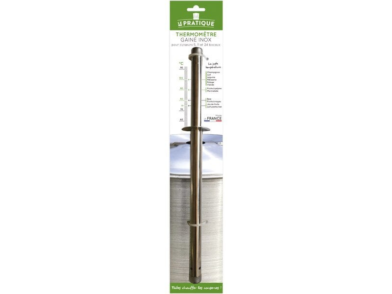 Thermomètre gaine acier inox cale carton