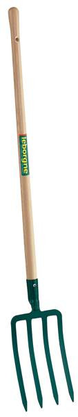 Fourche à bêcher douille 4 dents - 30 cm - manche pomme en bois certifié PEFC 100%