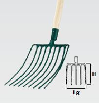 Fourche cailloux douille 9 dents - 26 cm - sans manche