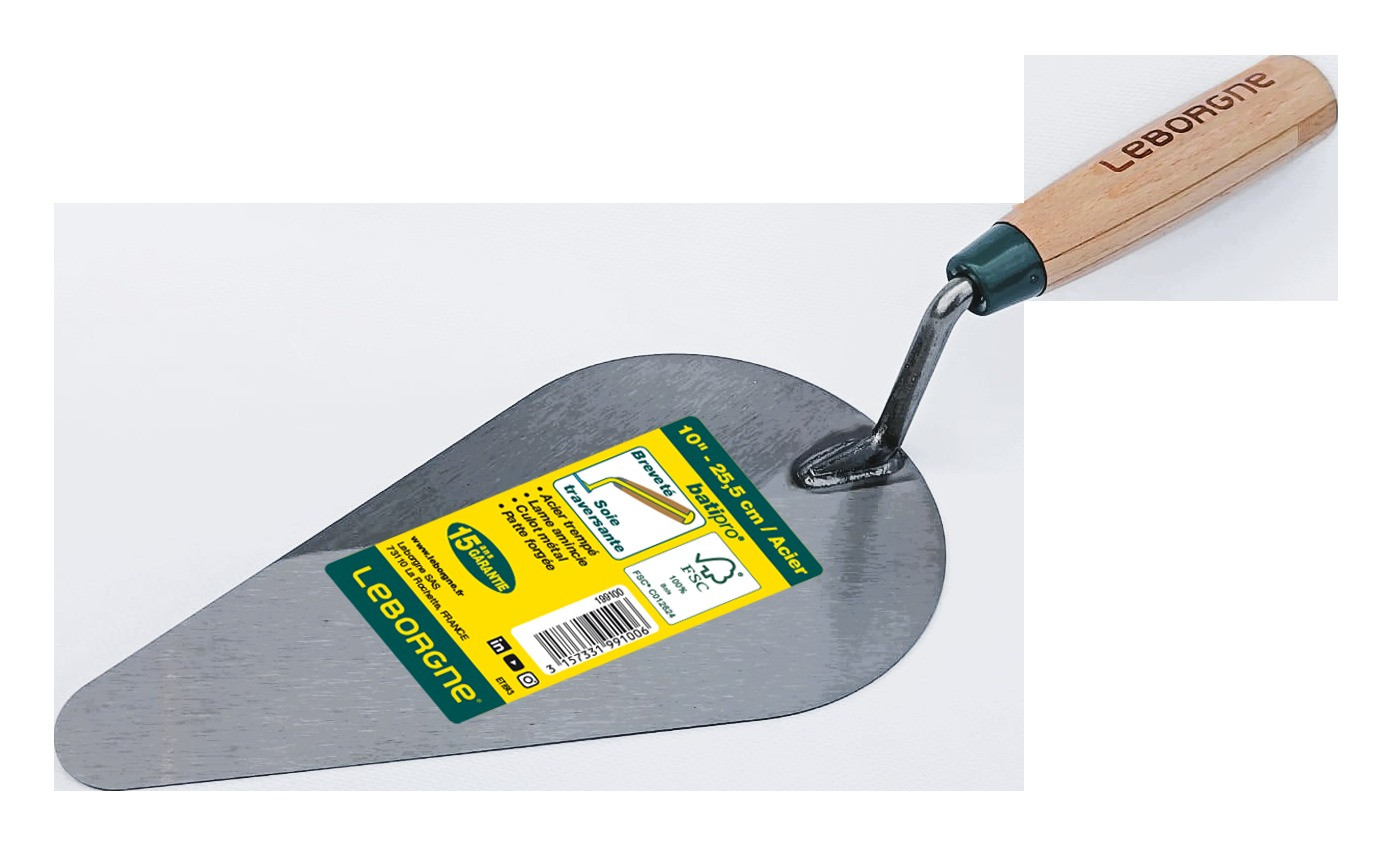 Truelle américaine Batipro 10 cm manche bois - lame souple en acier trempé