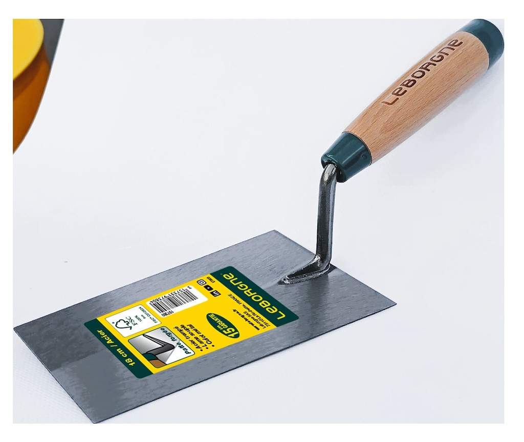 Truelle carrée 22 cm manche bois - lame souple en acier trempé