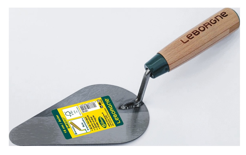 Truelle Reims Batipro 16 cm manche bois - lame souple en acier trempé