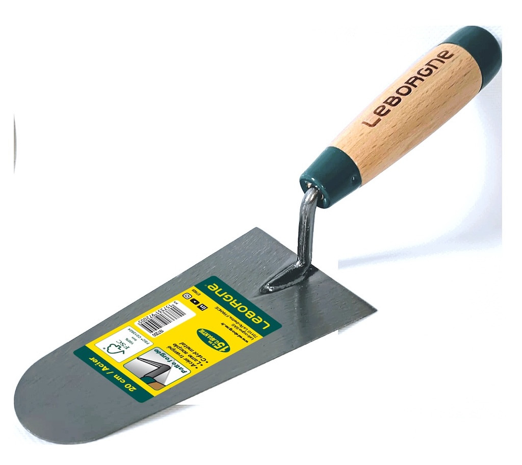 Truelle ronde 16 cm manche bois - lame souple en acier trempé