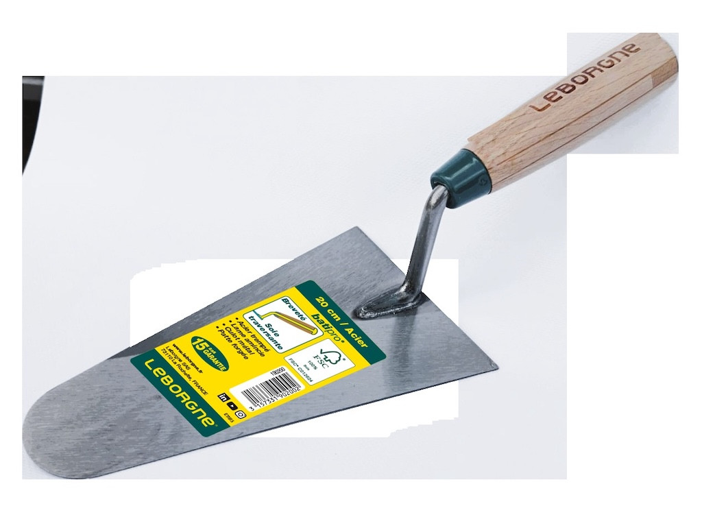 Truelle ronde Batipro 20 cm manche bois - lame souple en acier trempé