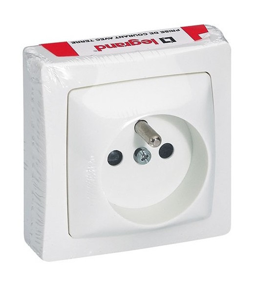 ASL prise 2 pôles + terre F/B saillie blanc