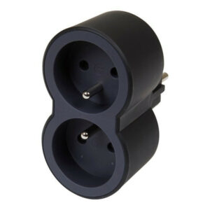 Biplite Murale Compact, 2 Prises Noir