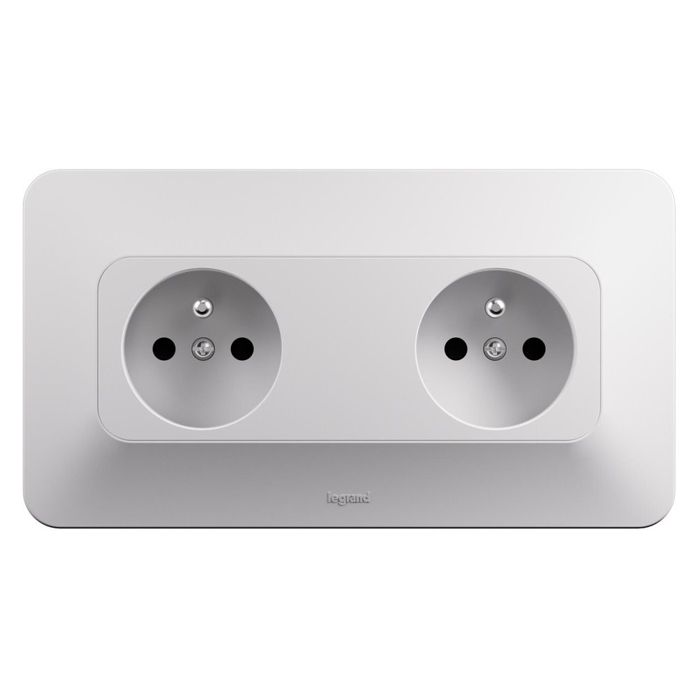 Bloc 2 prises horizontal precable complet neptune blanc legrand