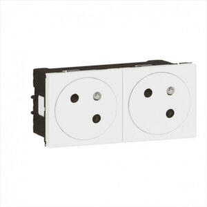 Double prise avec terre Mosaic, LEGRAND, blanc