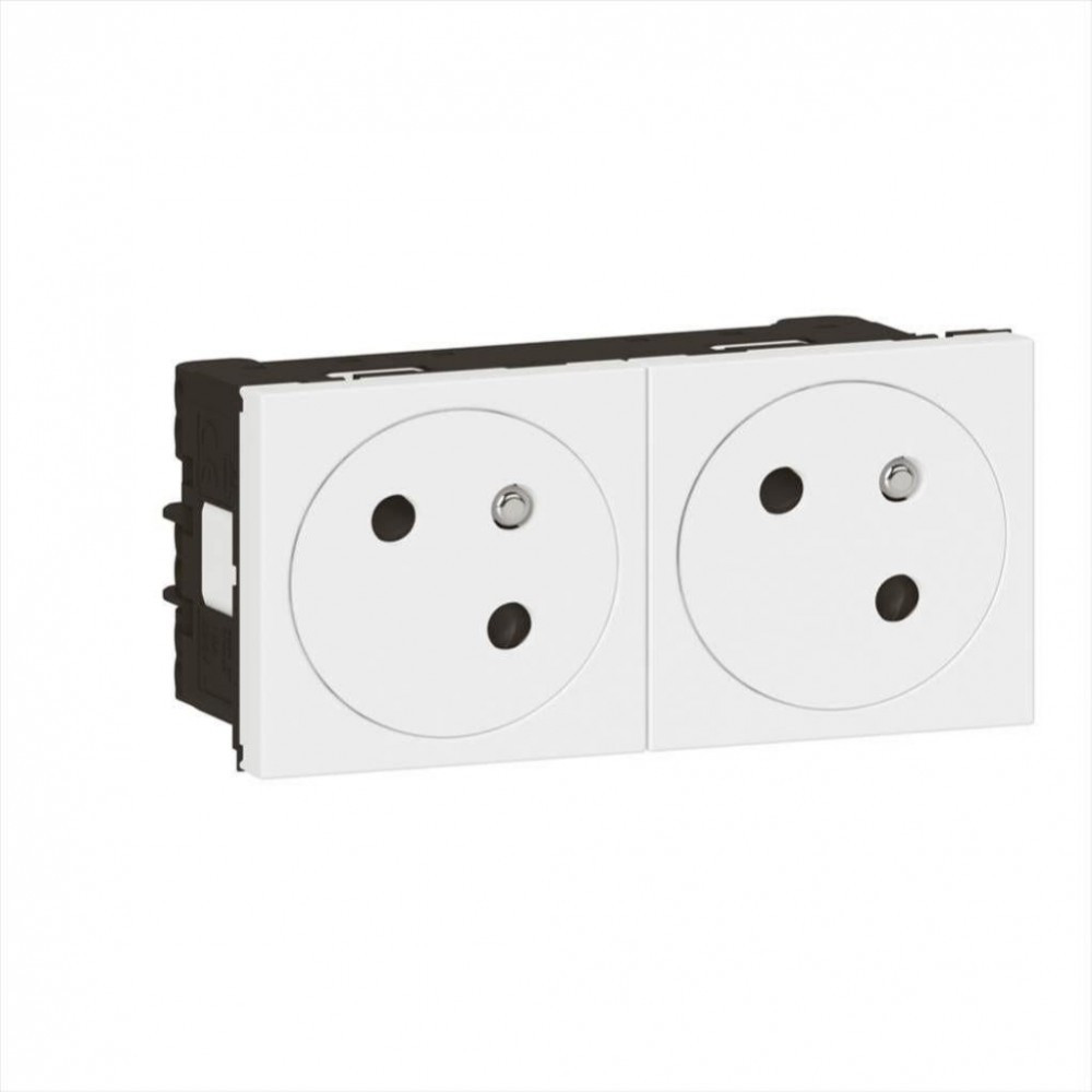 Double prise avec terre Mosaic, LEGRAND, blanc