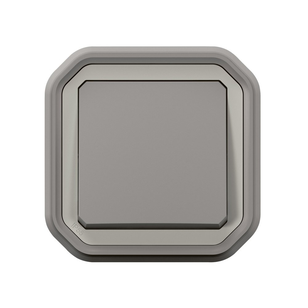 Interrupteur va-et-vient étanche IP55 encastré PLEXO gris