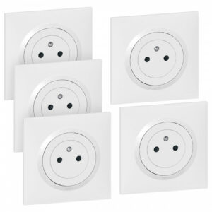 Lot de 5 prises avec terre complet Dooxie, LEGRAND, blanc