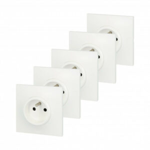 Lot de 5 prises avec terre Neptune, blanc, LEGRAND