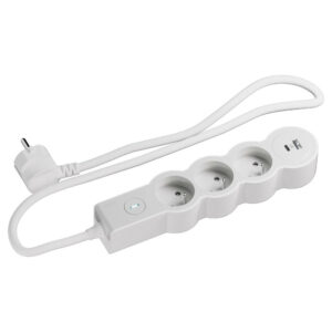 Multiprise 3 prises avec interrupteur et 1 USB-A + 1 USB-C, 1.5 m blanc LEGRAND