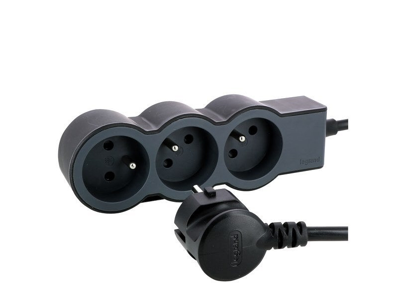 Multiprise Filaire Compact, 3 Prises Noir