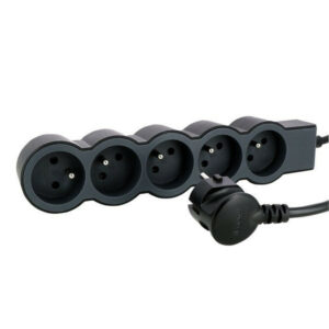 Multiprise Filaire Compact, 5 Prises Noir, 1,5M