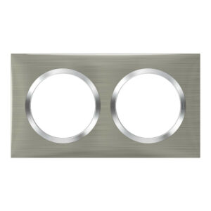 Plaque double Dooxie, LEGRAND, inox brossé