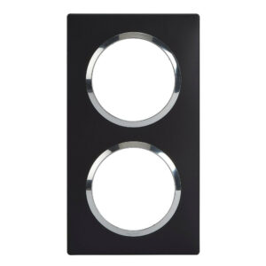 Plaque double Dooxie, LEGRAND, noir et chrome