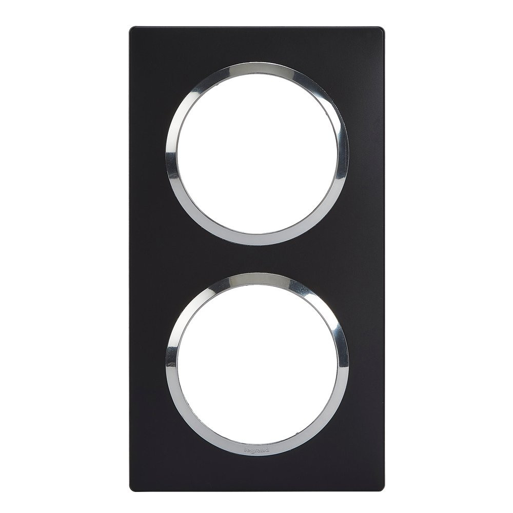 Plaque double Dooxie, LEGRAND, noir et chrome