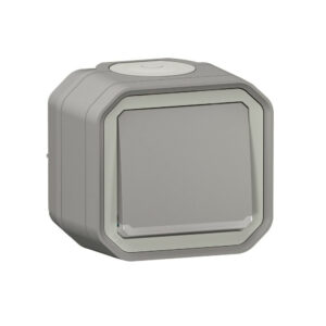 Poussoir étanche à voyant, lumineux prêt à poser, LEGRAND Plexo, gris