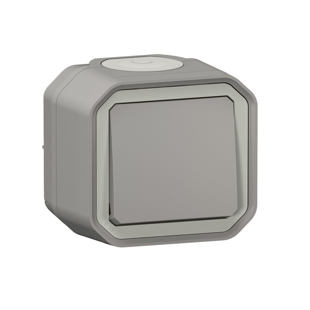 Poussoir étanche prêt à poser, LEGRAND Plexo, gris