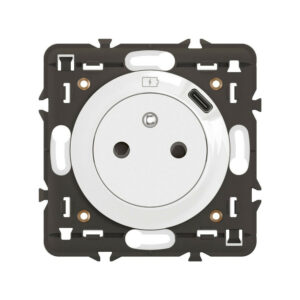Prise avec terre et prise chargeur usb, prise unique, LEGRAND Céliane, blanc