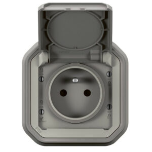 Prise avec terre étanche IP55 encastré PLEXO gris