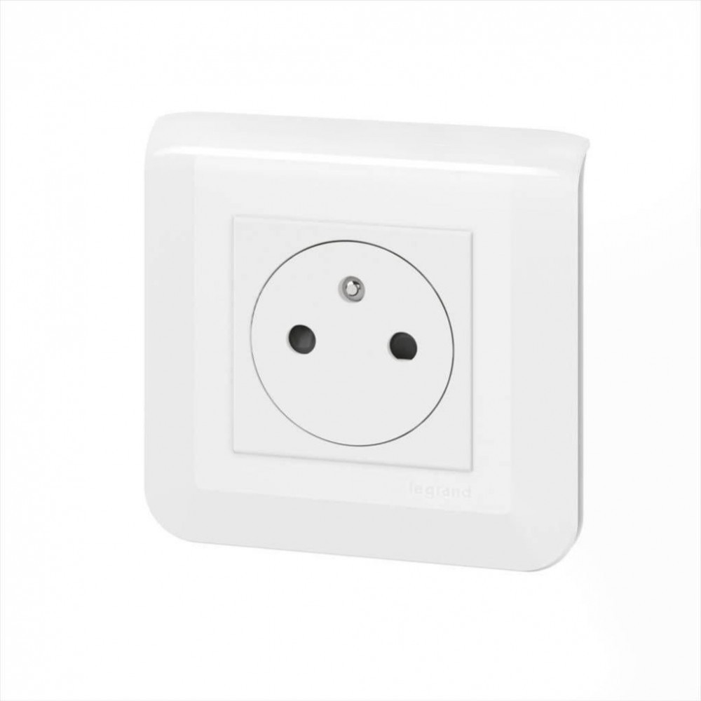 Prise avec terre Mosaic, blanc, LEGRAND