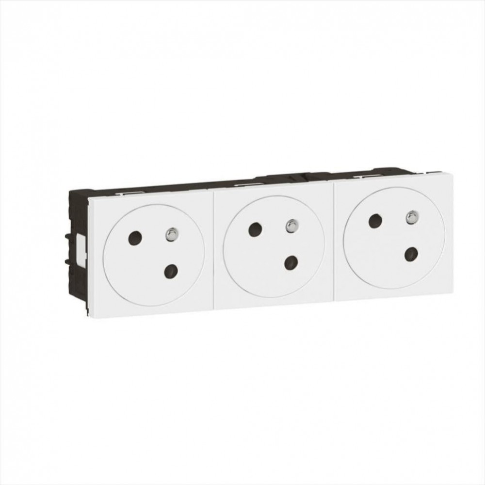 Triple prise avec terre Mosaic, LEGRAND, blanc
