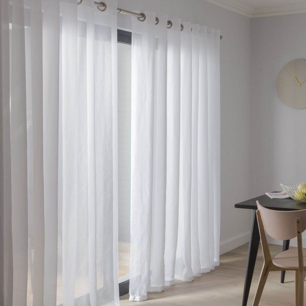 Voilage transparent, Chic blanc l.145 x H.240 cm