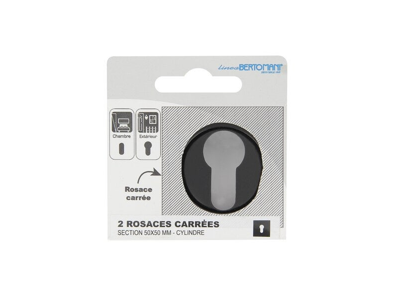 Lot de 2 rosaces, LINEA BERTOMANI, trou de cylindre Wagram zamak D3, noir mat