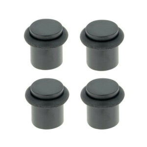 Lot de 4 butées de porte à visser CHRISLIGNE Bu268lx4/101e aluminium noir Diam.2 x H.2.5 cm