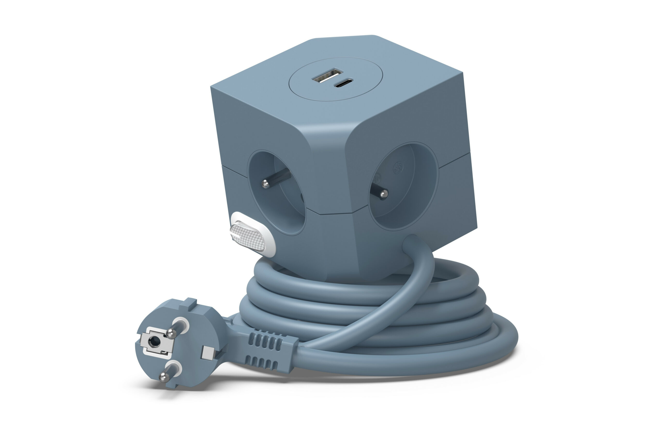 Bloc multiprise Power Cube bleu 4 prises 16 A - 2 ports USB 3680 W