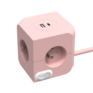 Bloc multiprise Power Cube rose 4 prises 16 A - 2 ports USB 3680 W