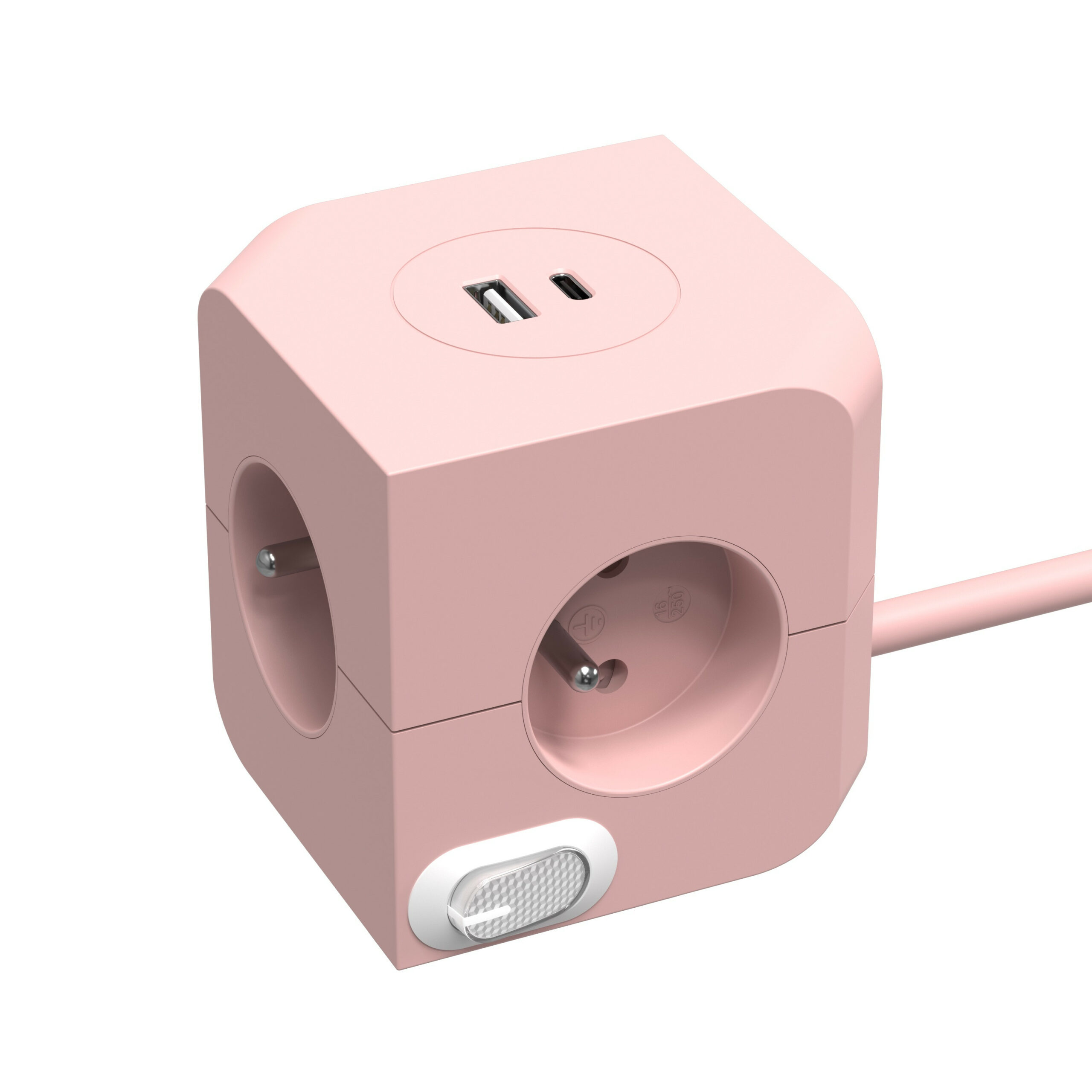 Bloc multiprise Power Cube rose 4 prises 16 A - 2 ports USB 3680 W