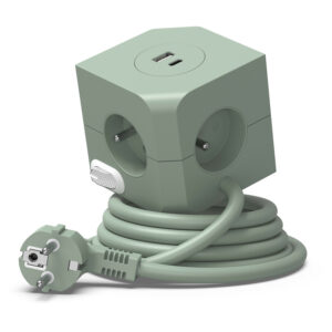 Bloc multiprise Power Cube vert 4 prises 16 A - 2 ports USB 3680 W