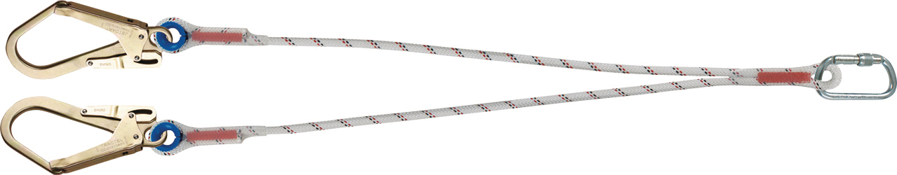 Longe d'assujettissement double drisse LDF 1,5 m M10-M53-M53 blanc TRACTEL 40402