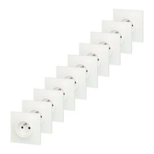 Lot de 10 prises avec terre Neptune, blanc, LEGRAND