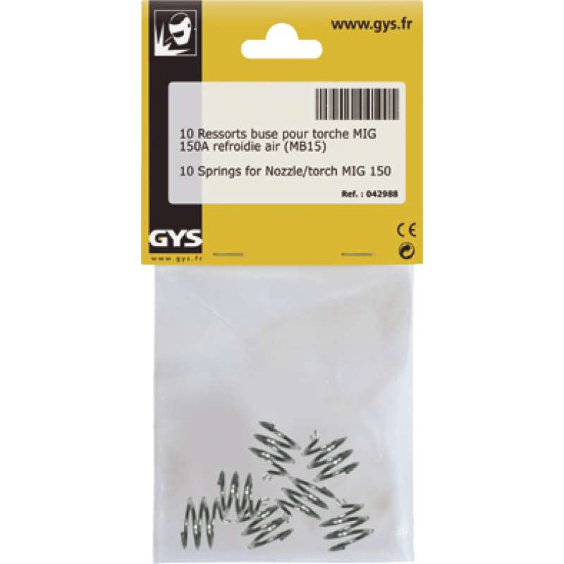 Lot de 10 Ressorts buse pour torche MIG 150A refroidie air (MB15) GYS 042988