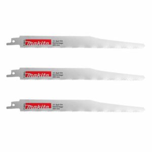 Lot de 3 lames de scie sabre MAKITA P-46975 Bi-Métal pour coupe droite acier et bois avec reste métal 225 mm