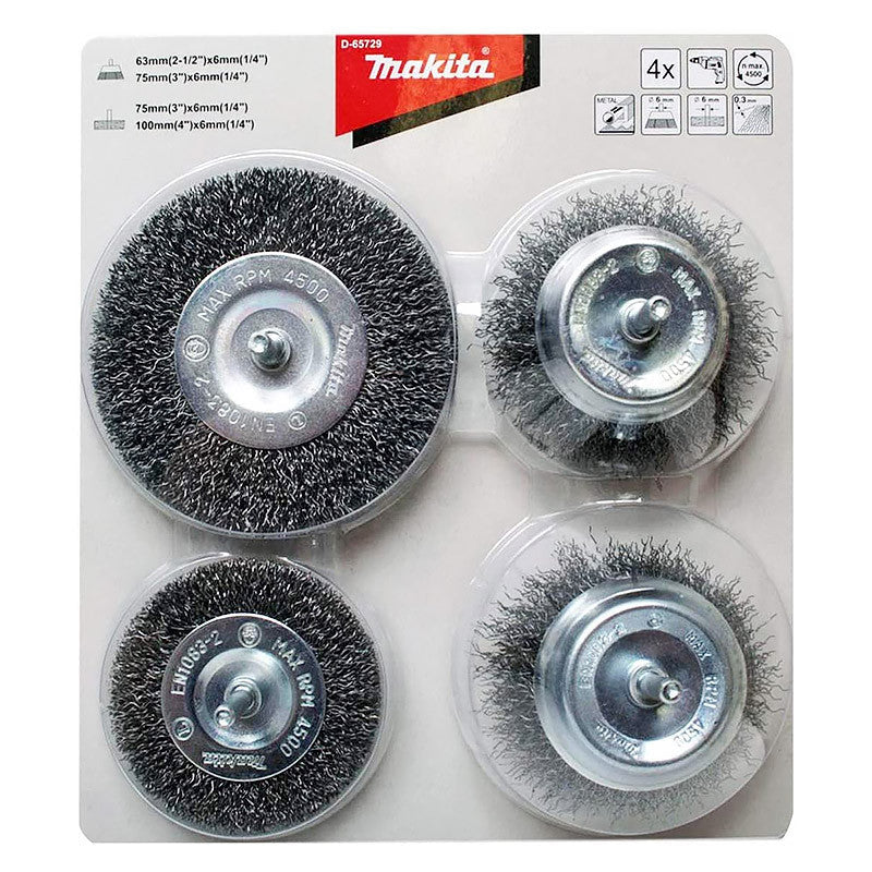 Lot de 4 brosses rondes acier MAKITA D-65729