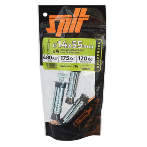 Lot de 4 Cheville murale avec vis prima SPIT, 14 x L.55 mm