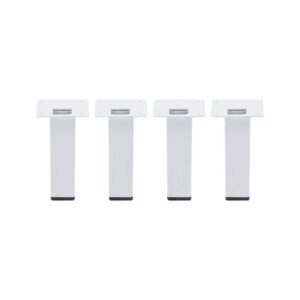 Lot de 4 pieds de meubles CIME fixe carré, acier blanc produit sans finition Ht.