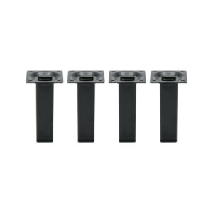 Lot de 4 pieds de meubles CIME fixe carré, acier noir produit sans finition Ht.