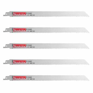 Lot de 5 lames de scie sabre MAKITA P-04983 Bi-Métal flexibles pour acier et Inox (3,5 à 5 mm)
