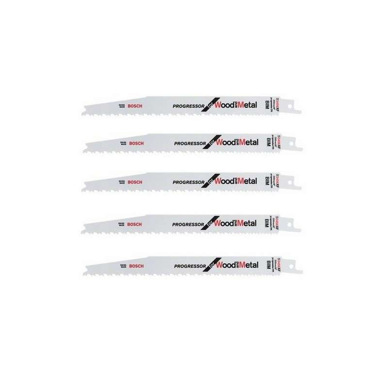 Lot de 5 lames de scie sabre S 3456 XF BOSCH 2608654406 pour bois et métal